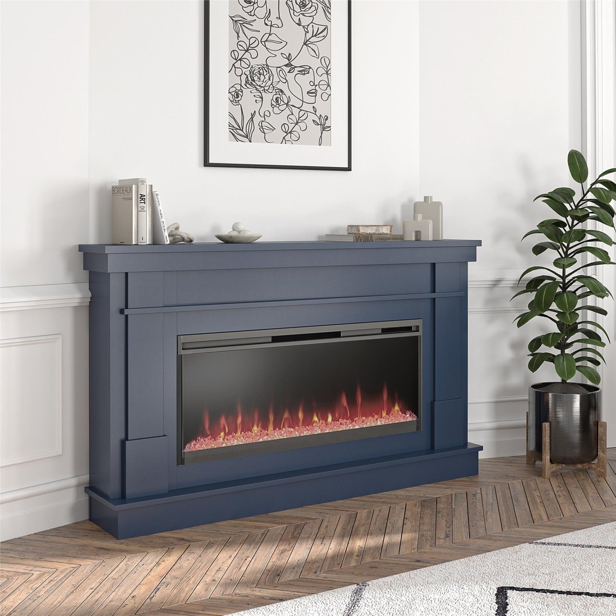Novogratz Waverly Wide Mantel Electric Fireplace-27639