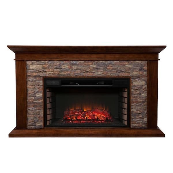 Unbranded Null Ithaca 60 In. W Simulated Stone Electric Fireplace-92872