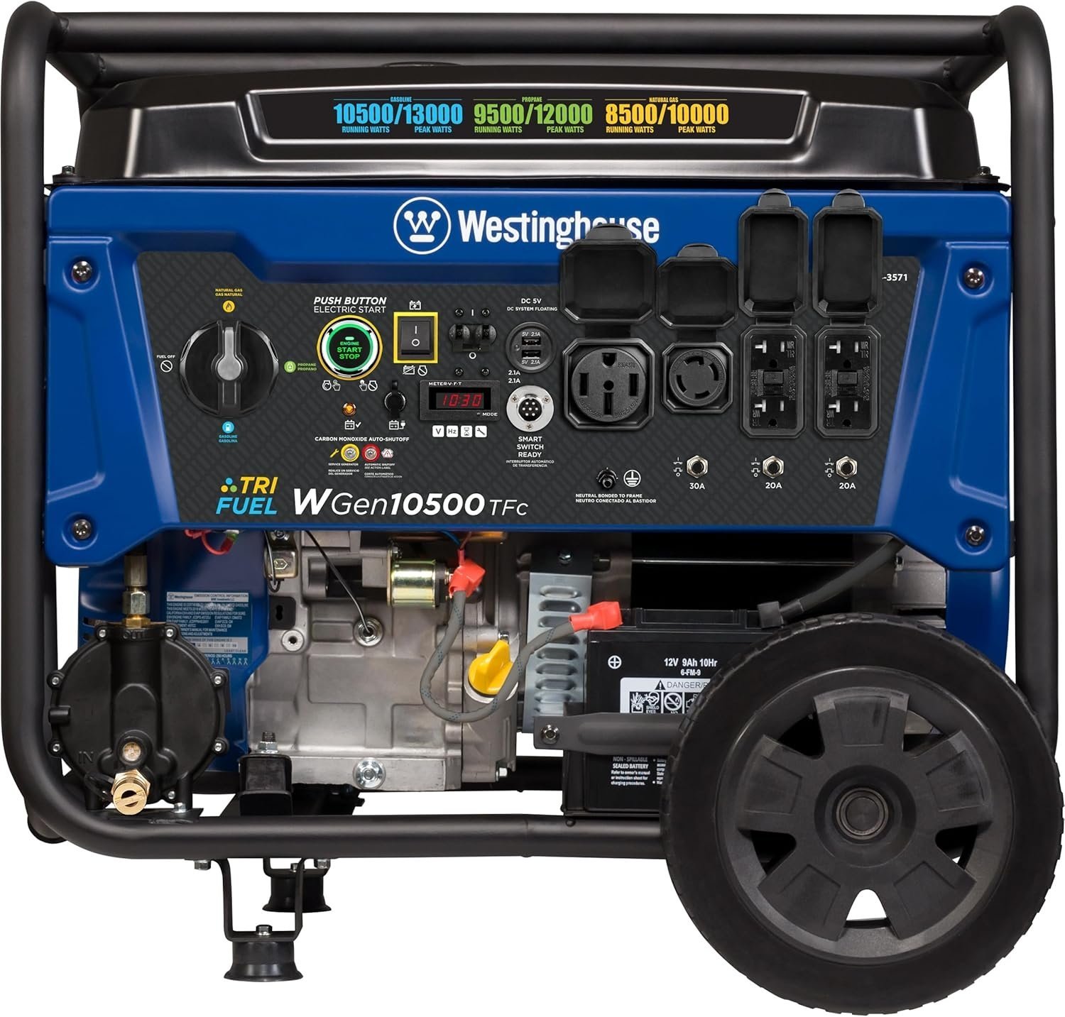Westinghouse 13,500 Peak Watt Dual Fuel Portable Generator-56516