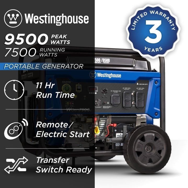 Westinghouse WGen7500c 9500 Peak Watt Portable Generator-42795 - Image 2
