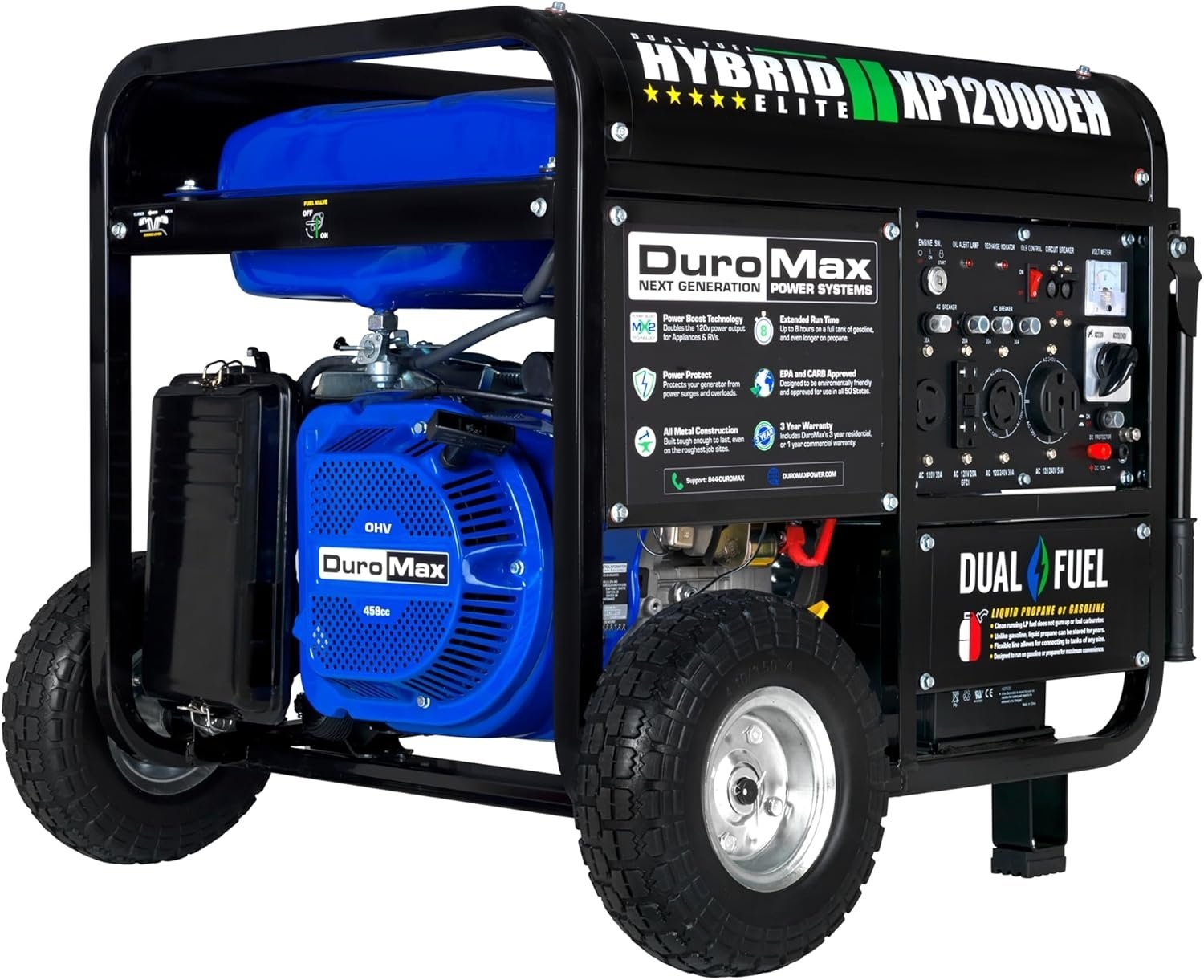 DuroMax XP12000EH 12,000 Watt Dual Fuel Portable Generator-26941