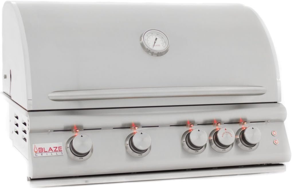 Blaze 32 Inch 4-Burner LTE Gas Grill with Rear Burner and Built-in Lighting System-47881