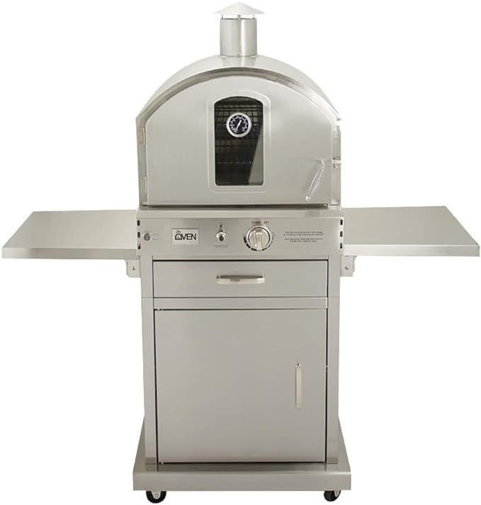 Summerset ‘The Oven’ Outdoor Freestanding Large Capacity Gas Oven with Pizza Stone, Smoker Box and Mobile Cart, 304 Stainless Steel Construction, Natural Gas-79678