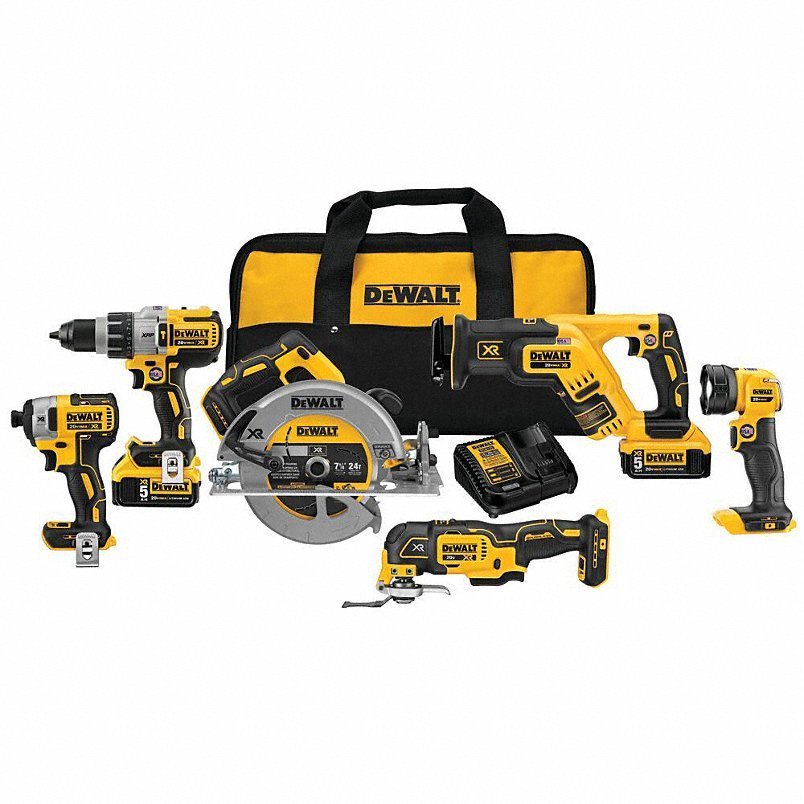 DEWALT Cordless Tool Combination Kit: 6 Tools, 20 V DC Volt, Battery Included, 20V MAX* XR®, 31AC52-62892