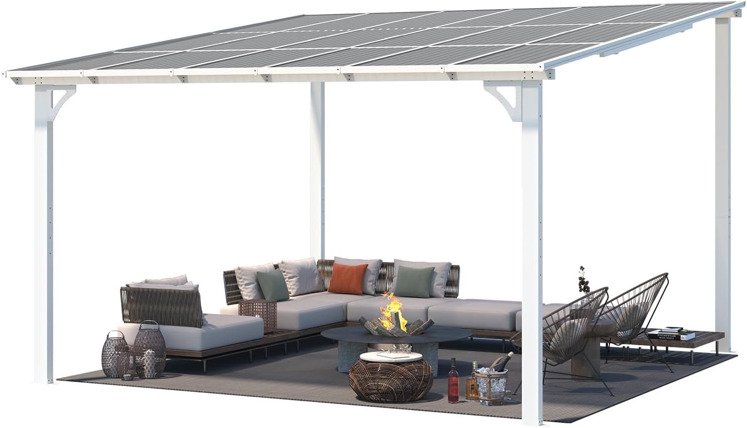 Aecojoy 12 ft x 12 ft White Aluminum Pergola with Canopy-69442 - Image 2