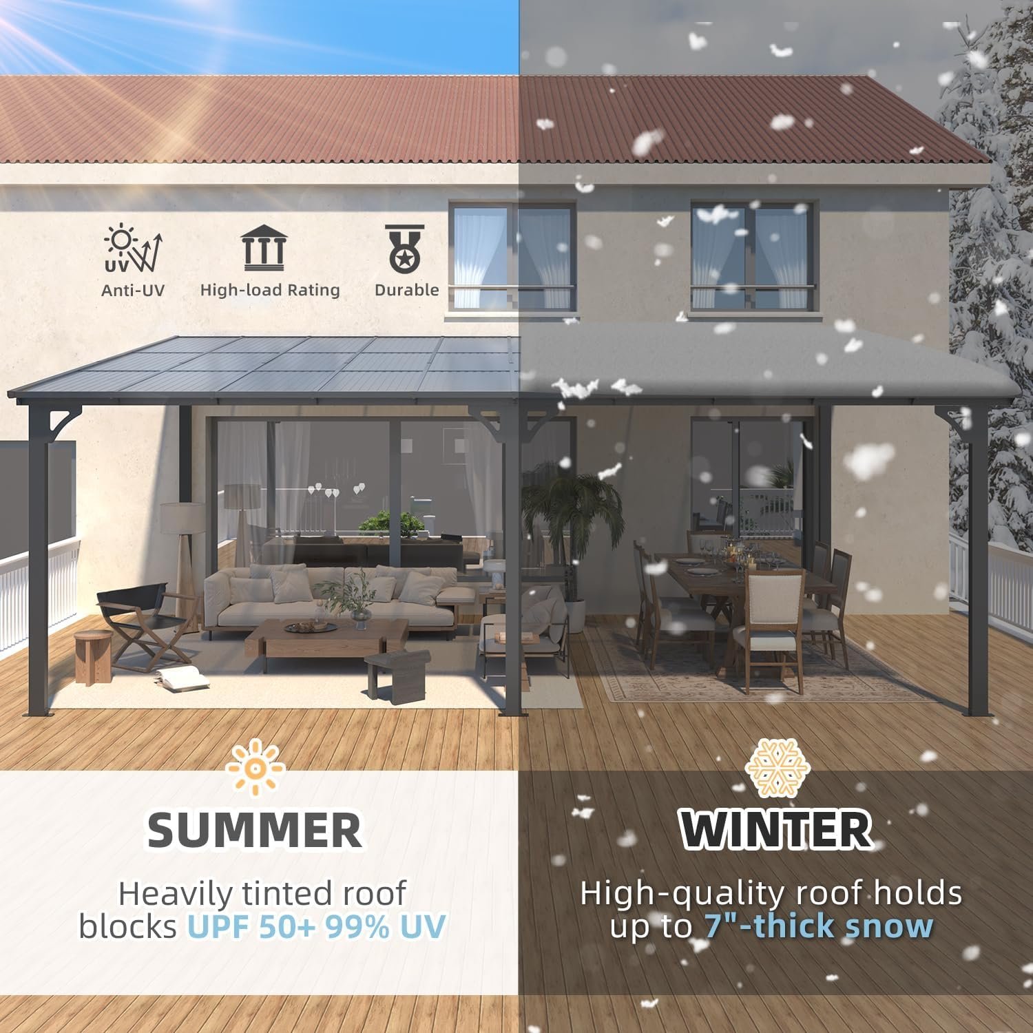 Aecojoy 20’x12 Wall Mounted Gazebos Pergola-18598 - Image 2