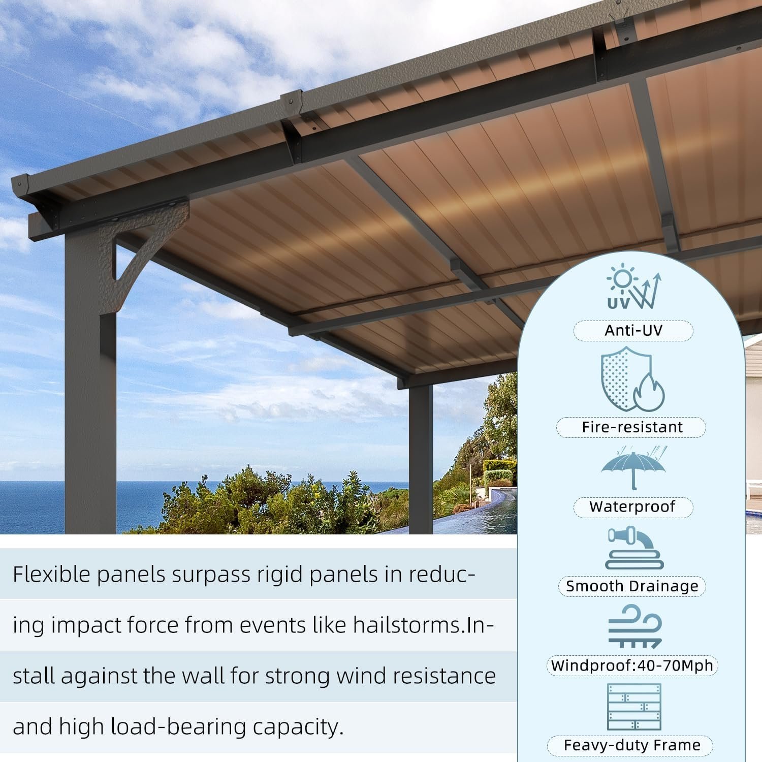 Aecojoy 14×12 ft Aluminum Pergola with Canopy-92476 - Image 3