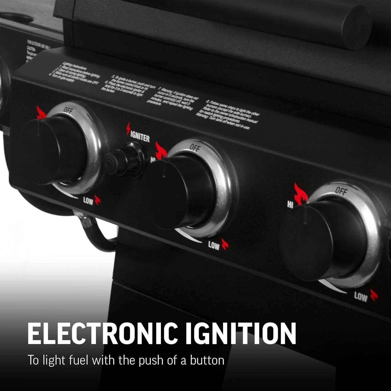 Char-Griller Texas Trio 3-Burner Dual Fuel Grill with Smoker-68356 - Image 4