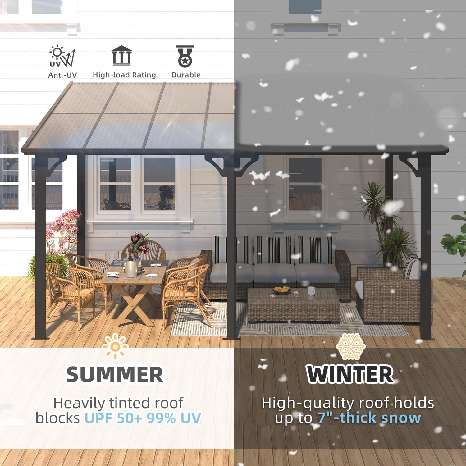 Aecojoy Aluminum Pergola with Canopy-57219 - Image 6