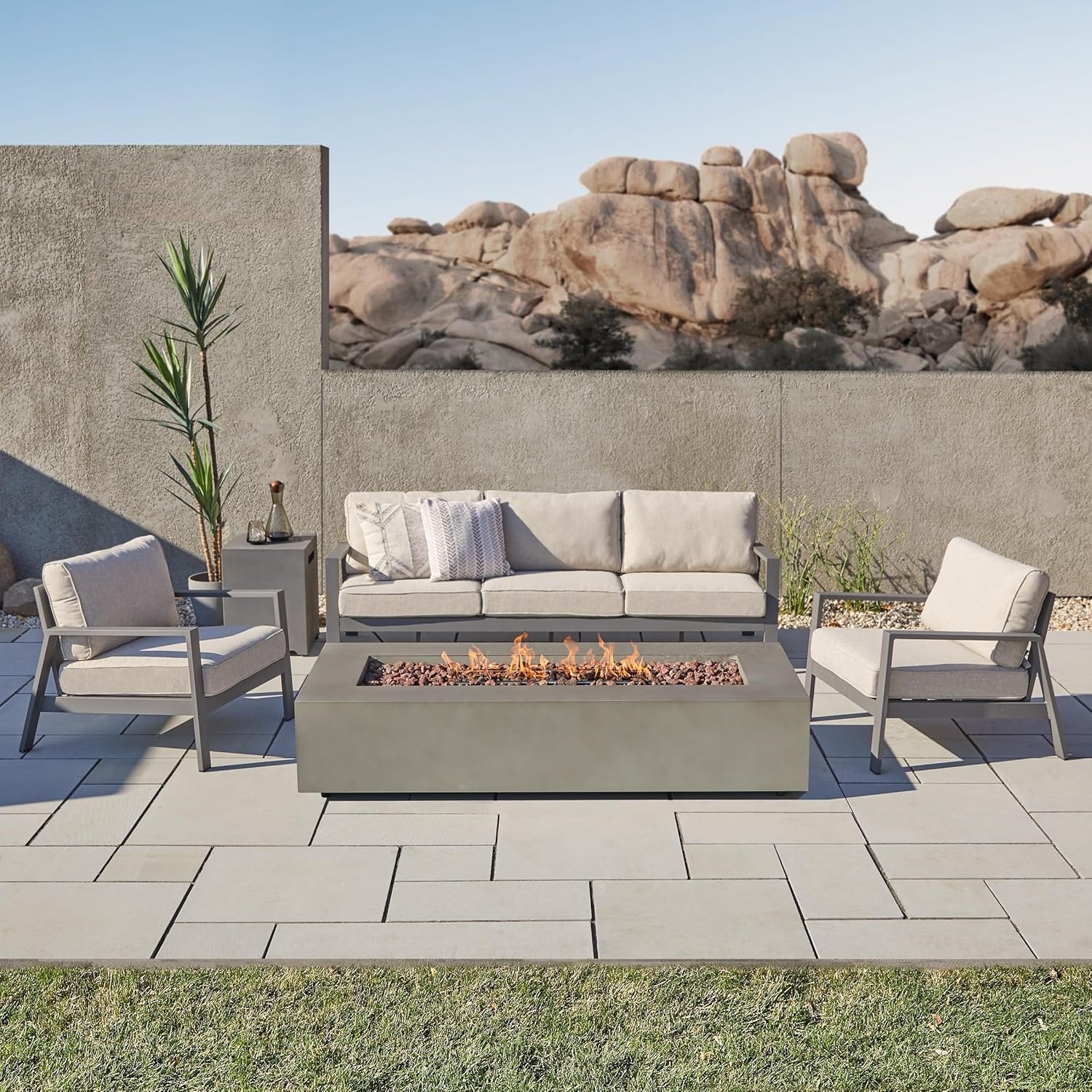 Real Flame Aegean 70″ Rectangle Propane Fire Table-64626 - Image 6