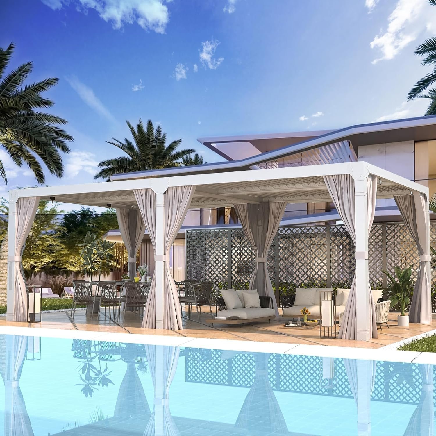 EROMMY 12’x24 Outdoor Louvered Pergola Gazebo-56521