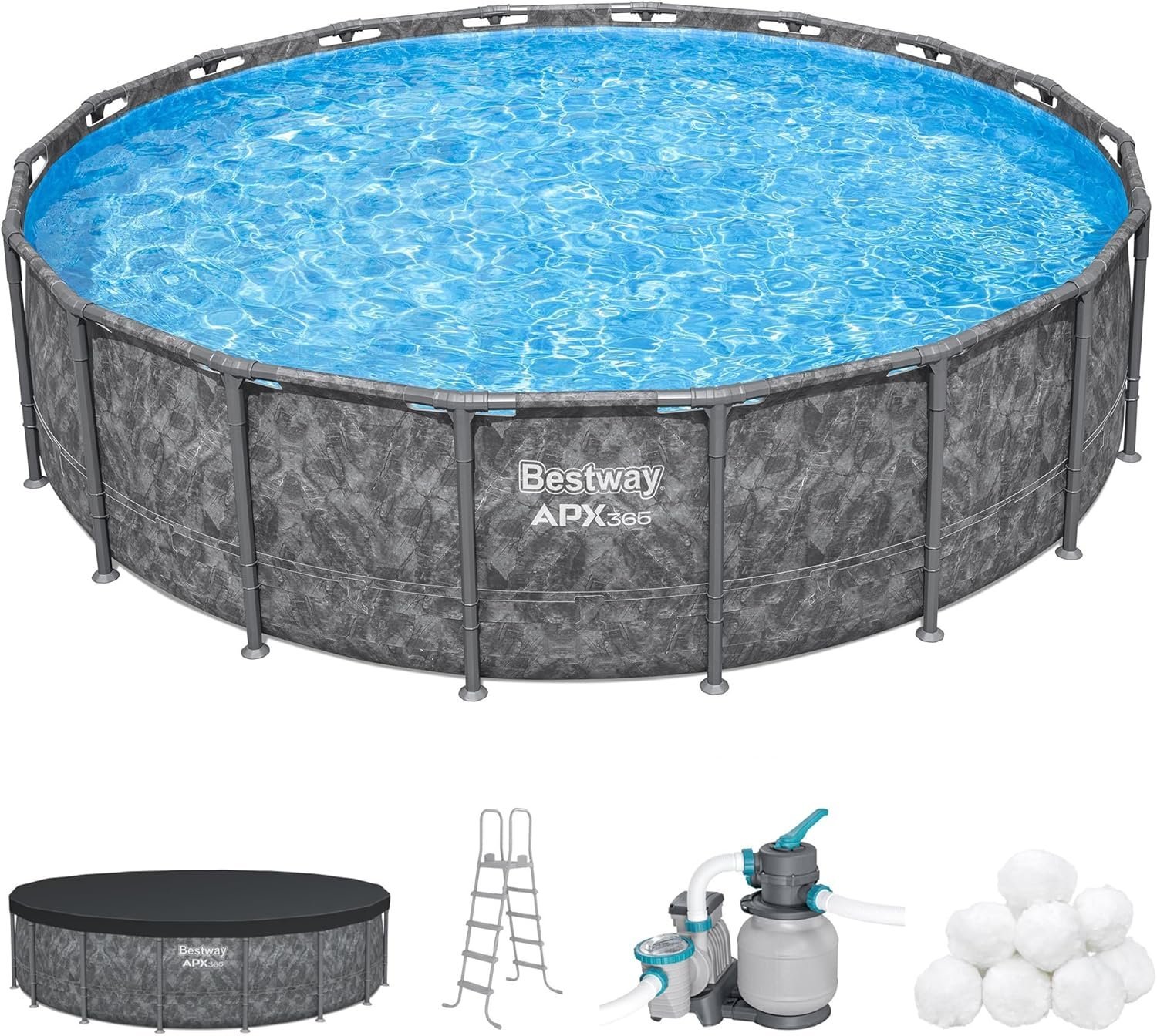 Bestway APX 365 18’x52″ Round Above Ground Swimming Pool Set with Pump & Ladder-77125