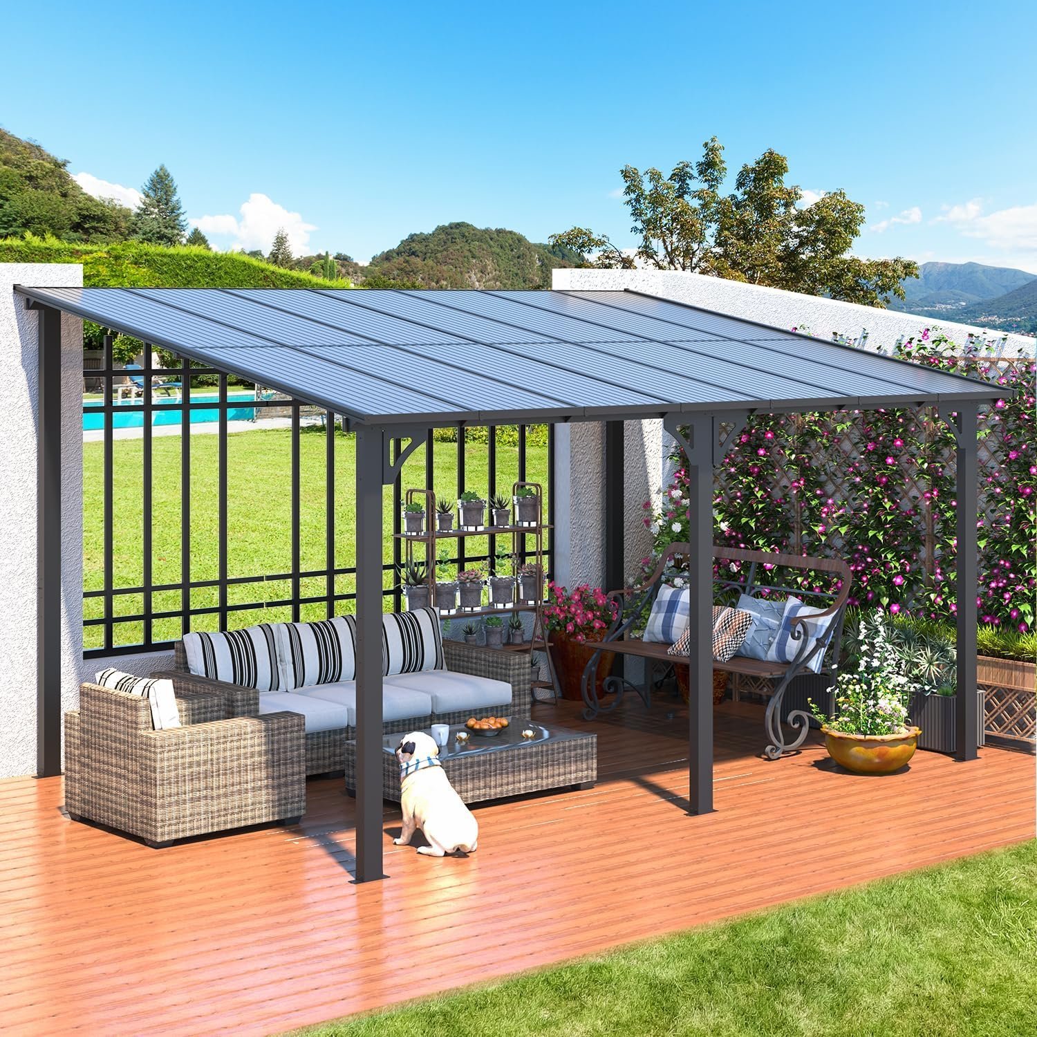 Aecojoy Aluminum Pergola with Canopy-57219
