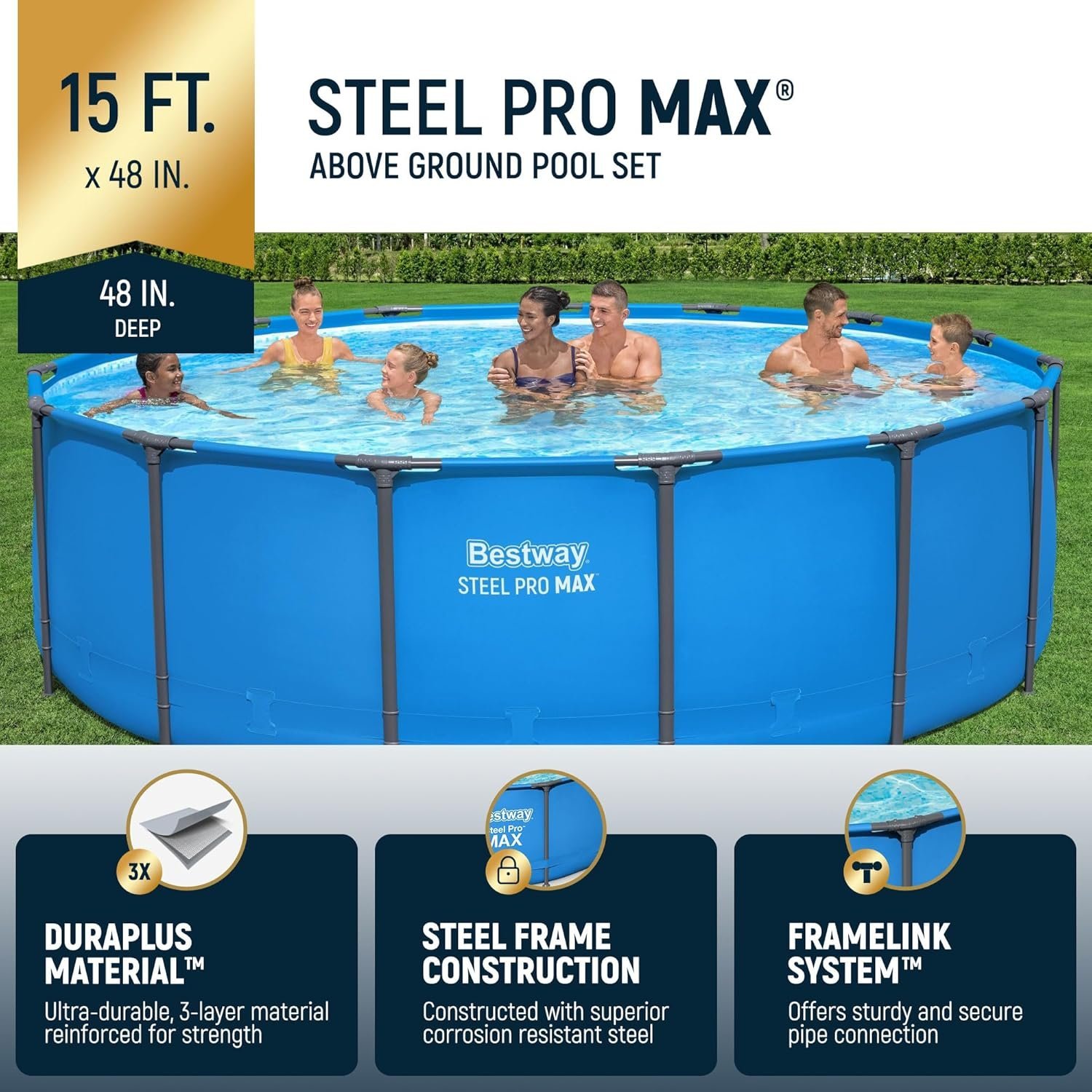 Bestway Steel Pro Max 15 x 48″ Round Above Ground Pool Kit-99857 - Image 6