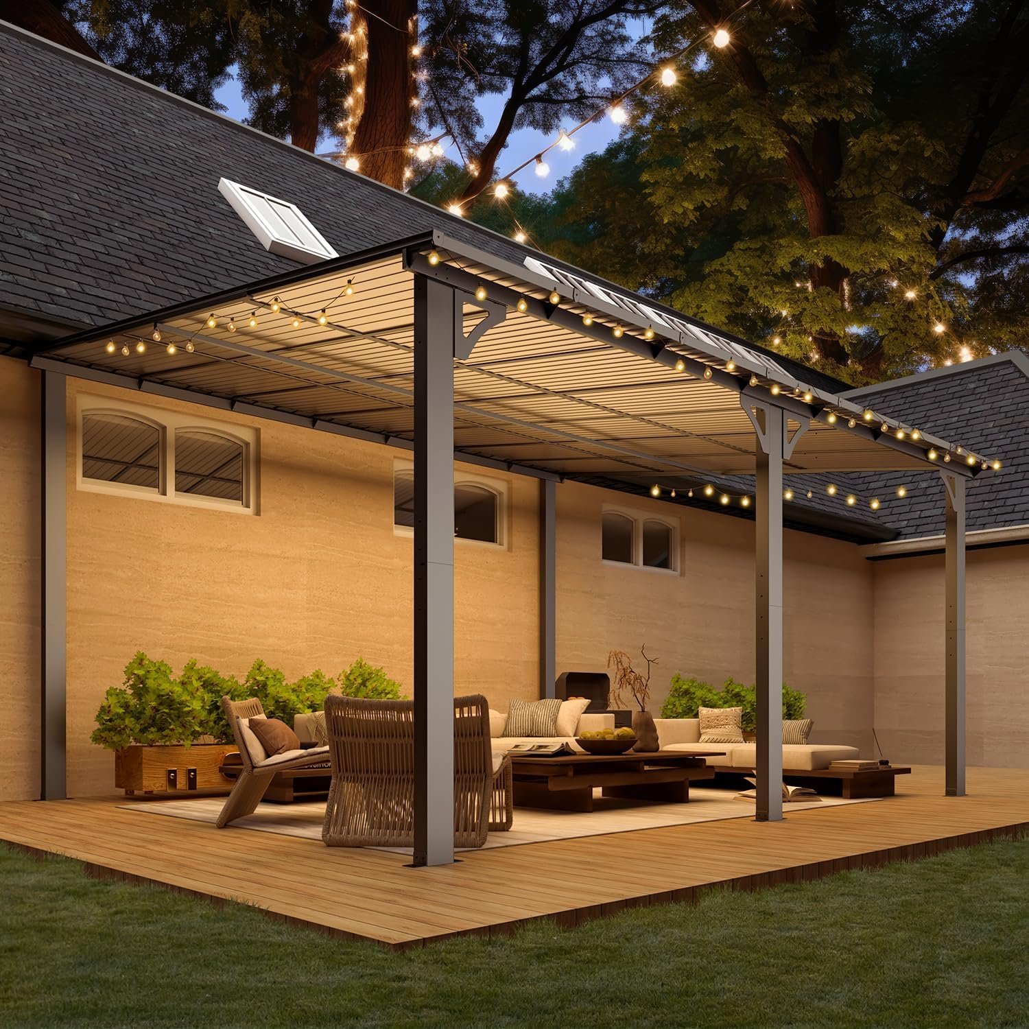 Aecojoy 14×12 ft Aluminum Pergola with Canopy-92476 - Image 5