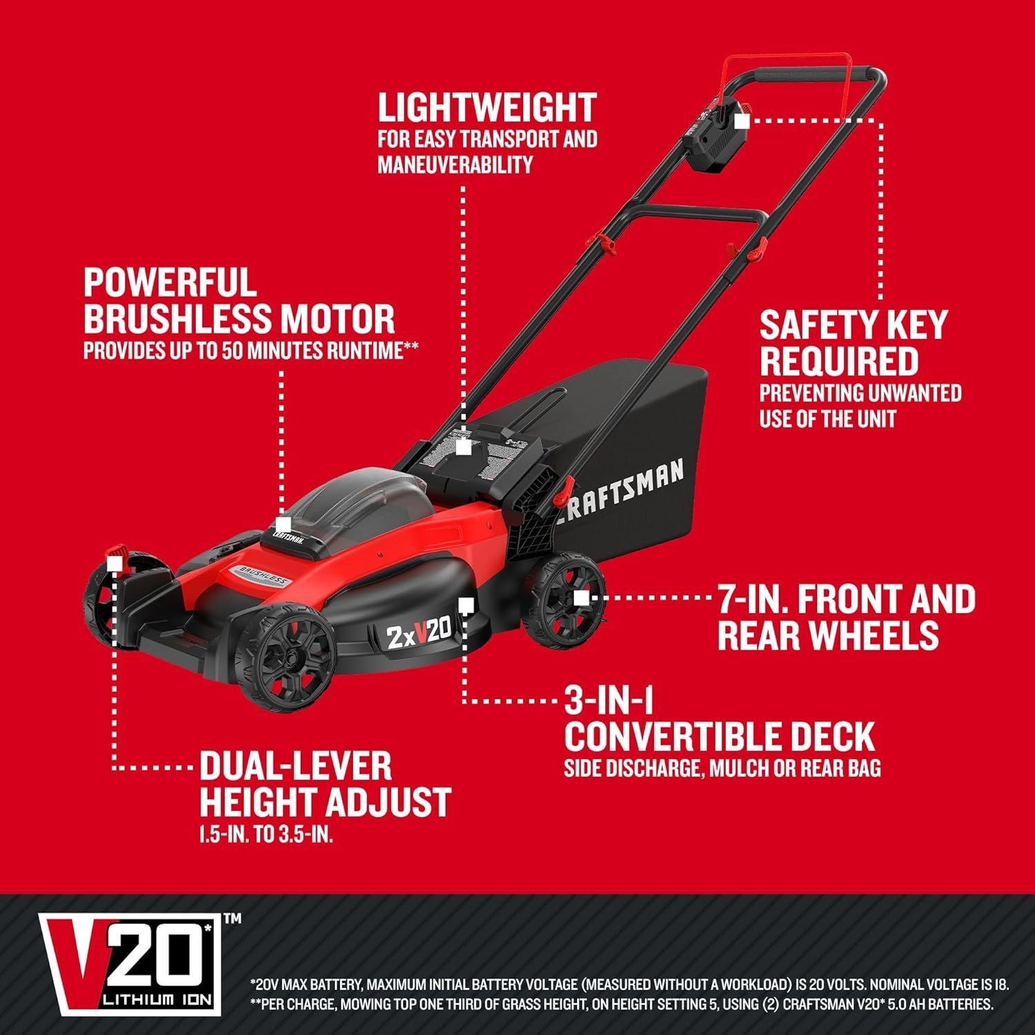 CRAFTSMAN V20 Lawn Mower, Push Mower-46991 - Image 2