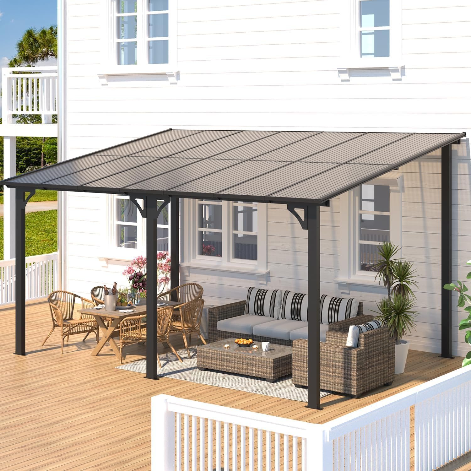 Aecojoy Aluminum Pergola with Canopy-57219 - Image 2