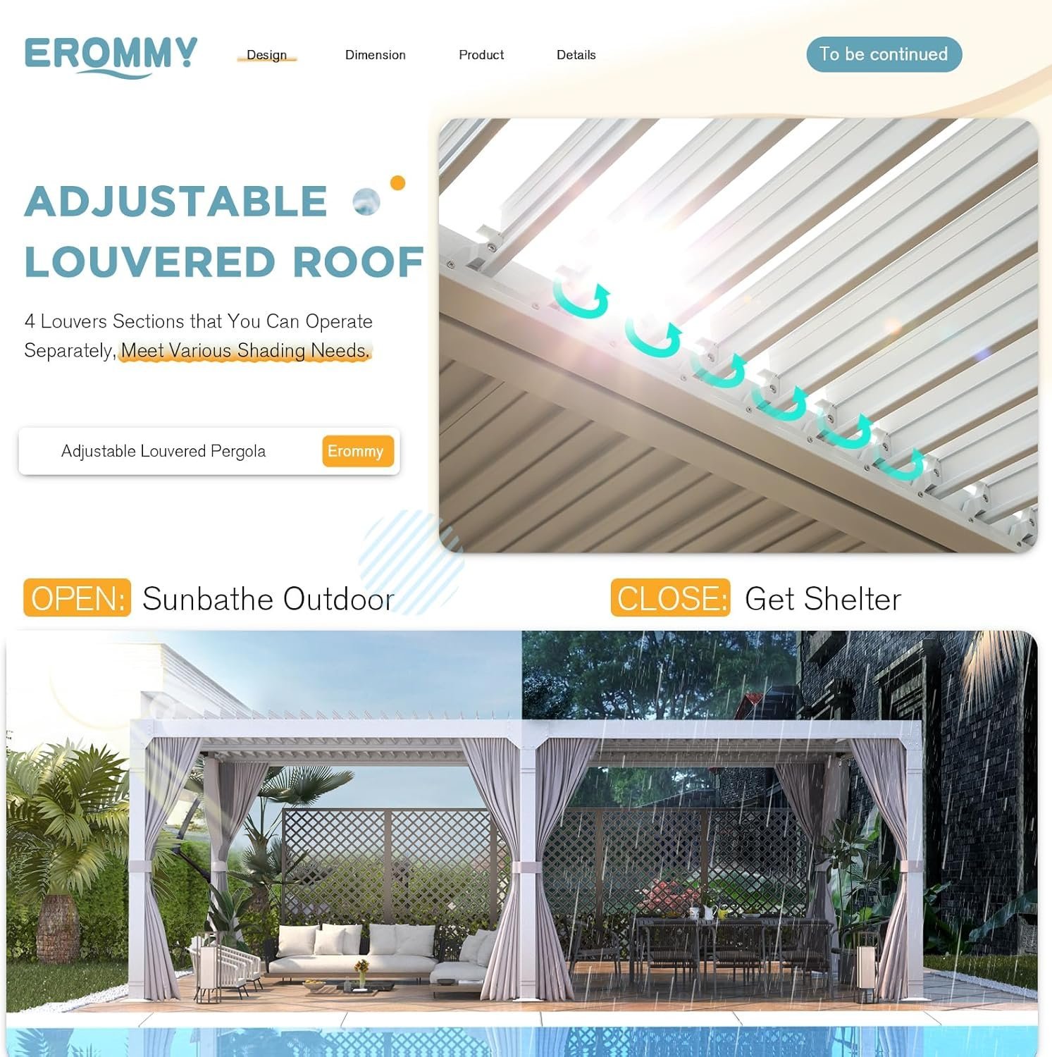 EROMMY 12’x24 Outdoor Louvered Pergola Gazebo-56521 - Image 5