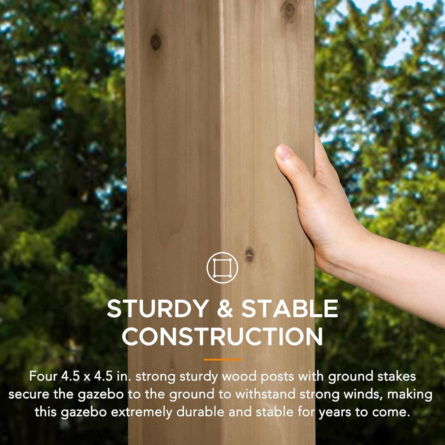 SUNJOY 10 ft. x 12 ft. Matte Black Cedar Framed Wooden Gazebo-14565 - Image 3