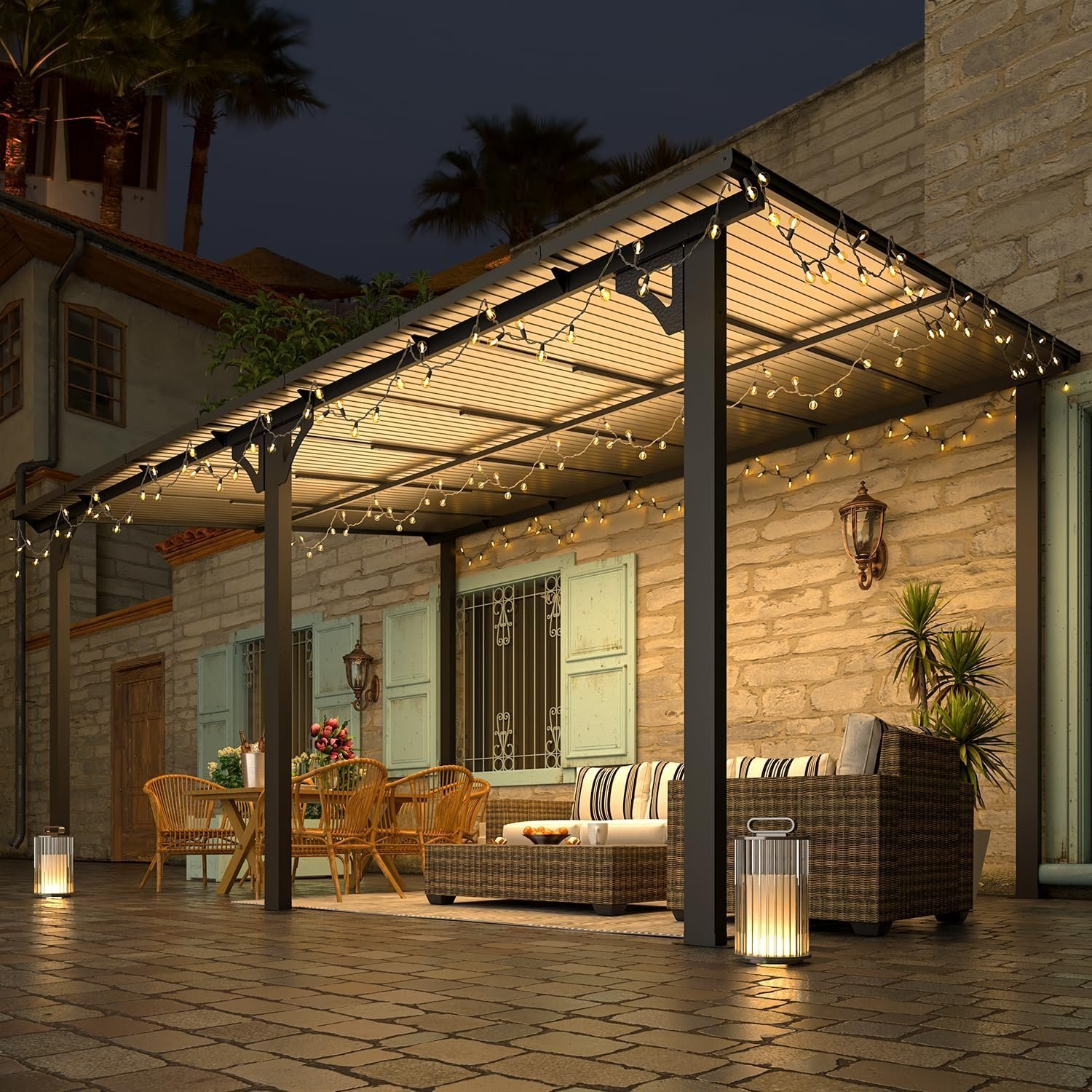 Aecojoy Aluminum Pergola with Canopy-57219 - Image 4