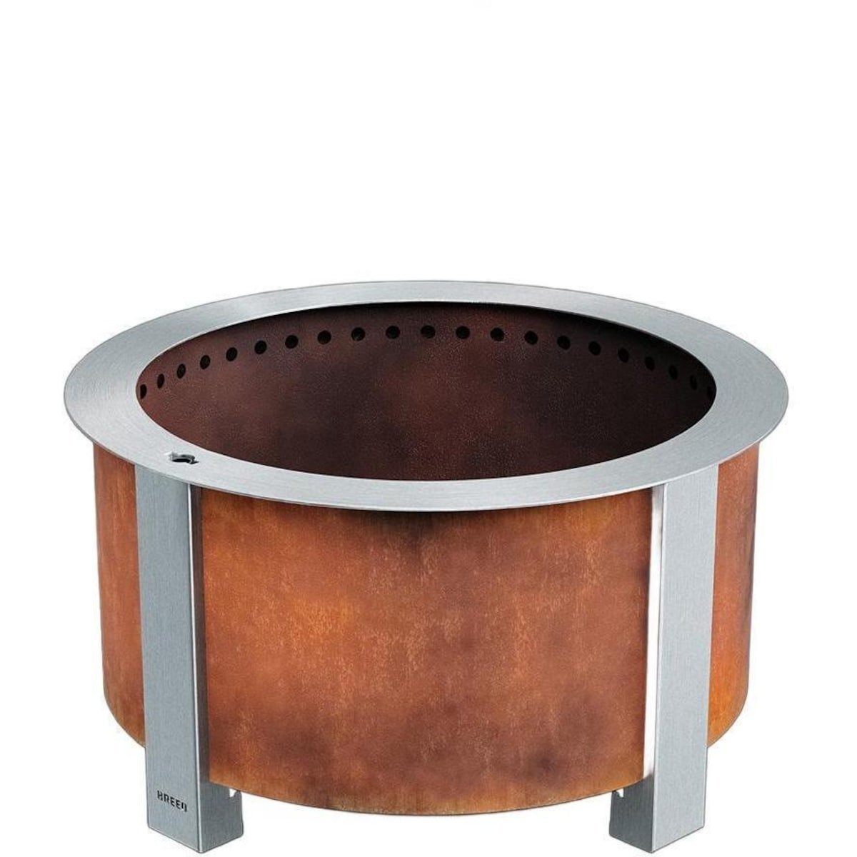 X Series 28 Inch Round Corten Steel Wood-Burning Fire Pit in Stainless Steel by Breeo-21674