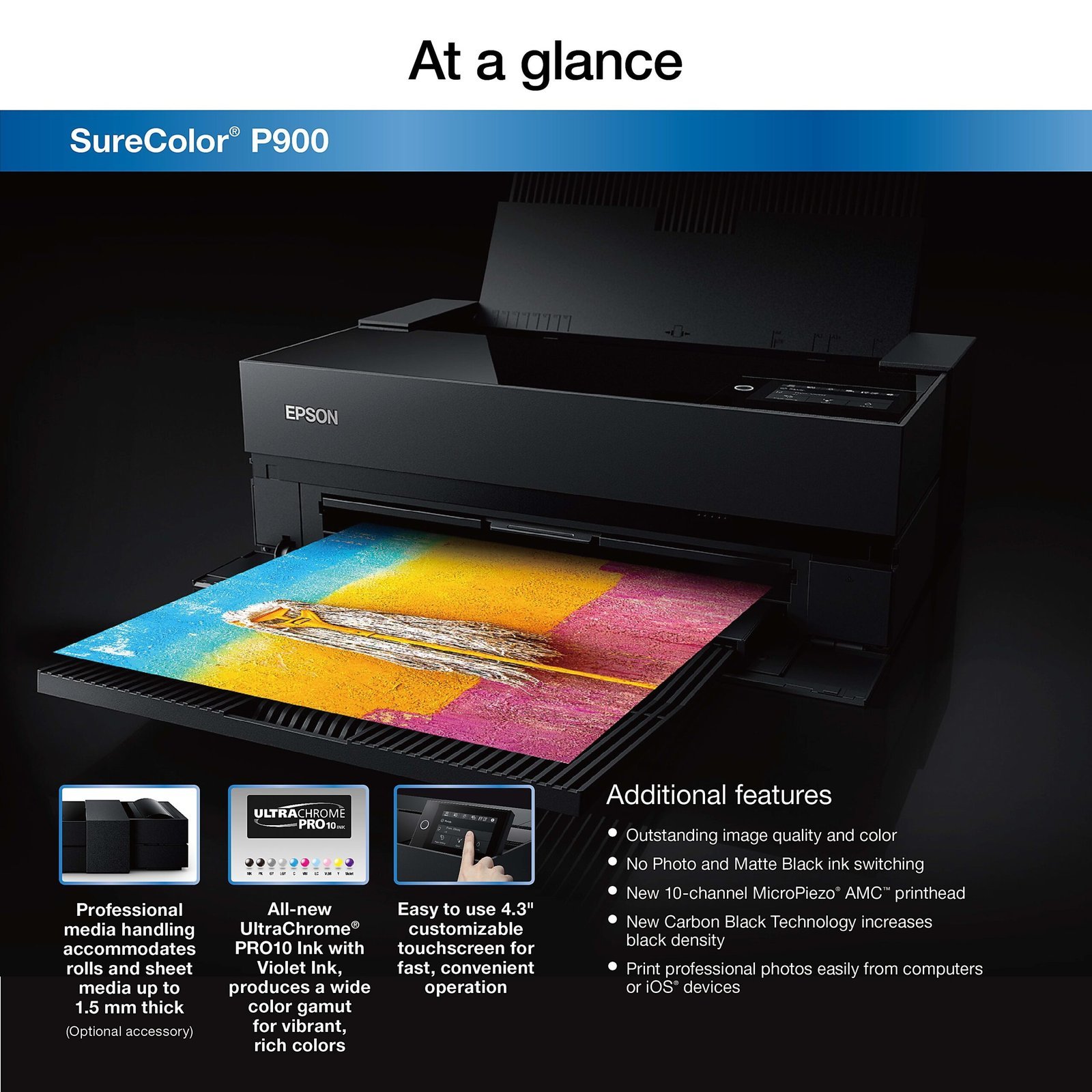 Epson SureColor SC‐P900 Large Format Printer Wi-Fi Inkjet Colour 5760 x 1440 DPI A3 (297 x 420 mm) Ethernet LAN-37324 - Image 2