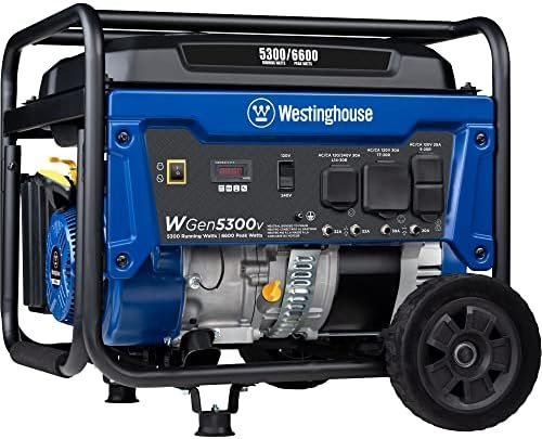 Westinghouse 6600 Peak Watt Home Backup Portable Generator, Transfer Switch Ready 30A Outlet, RV Ready 30A Outlet-24482