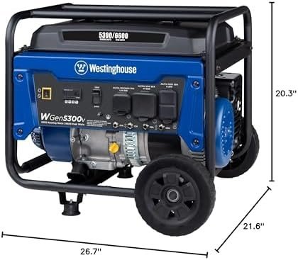 Westinghouse 6600 Peak Watt Home Backup Portable Generator, Transfer Switch Ready 30A Outlet, RV Ready 30A Outlet-46129