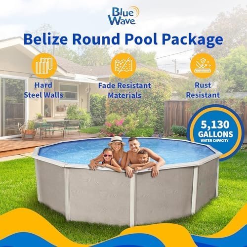 Blue Wave Belize 15-Feet Round 52-Inch Deep 6-Inch Top Rail Metal Wall Swimming Pool Package-92142 - Image 2