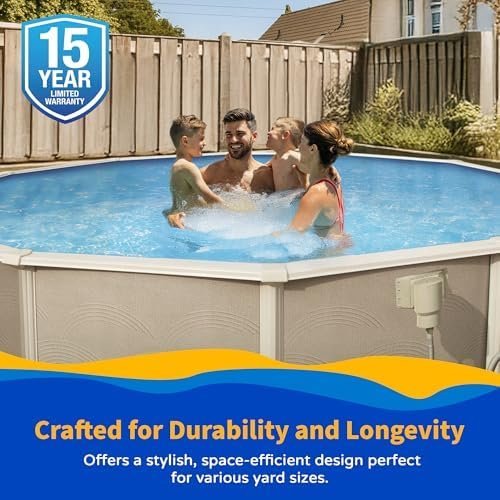 Blue Wave Belize 15-Feet Round 52-Inch Deep 6-Inch Top Rail Metal Wall Swimming Pool Package-92142 - Image 3