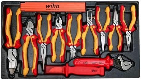 Wiha 32800 Insulated Tool Set with Screwdrivers, Nut Drivers, Pliers, Cutters, Ruler, Knife and Sockets in Rolling Tool Case, 10,000 Volt Tested and 1000 Volt Rated, 80-Piece Set-37569