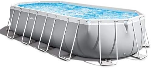 INTEX 26797EH Prism Frame Premium Oval Above Ground Swimming Pool Set: 20ft x 10ft x 48in – Includes 1500 GPH Cartridge Filter Pump – Removable Ladder – Pool Cover – Ground Cloth-45599