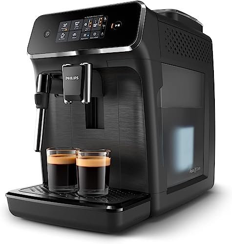 Philips 1200 Series Fully Automatic Espresso Machine, Classic Milk Frother, 2 Coffee Varieties, Intuitive Touch Display, 100% Ceramic Grinder, AquaClean Filter, Aroma Seal, Black (EP1220/04)-42324