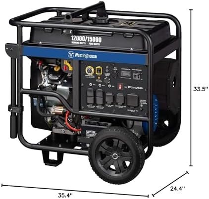 Westinghouse 18000 Peak Watt Home Backup Portable Generator, Remote Electric Start, Transfer Switch Ready 30A & 50 Outlets, Gas Powered, CO Sensor-27843
