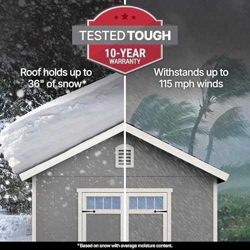 Handy Home Products Windemere 10×12 Do-it-Yourself Wooden Storage Shed with Floor, Beige-12418 - Image 7