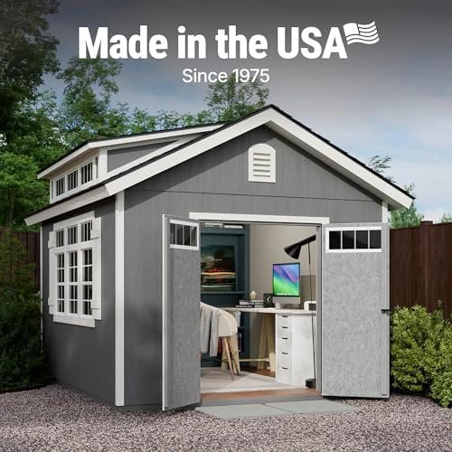 Handy Home Products Windemere 10×12 Do-it-Yourself Wooden Storage Shed with Floor, Beige-12418 - Image 3