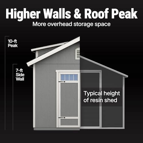 Handy Home Products Windemere 10×12 Do-it-Yourself Wooden Storage Shed with Floor, Beige-12418 - Image 4