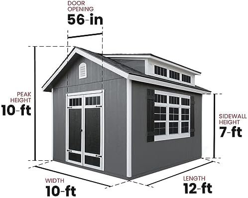 Handy Home Products Windemere 10×12 Do-it-Yourself Wooden Storage Shed with Floor, Beige-12418 - Image 8