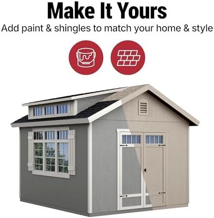 Handy Home Products Windemere 10×12 Do-it-Yourself Wooden Storage Shed with Floor, Beige-12418 - Image 5