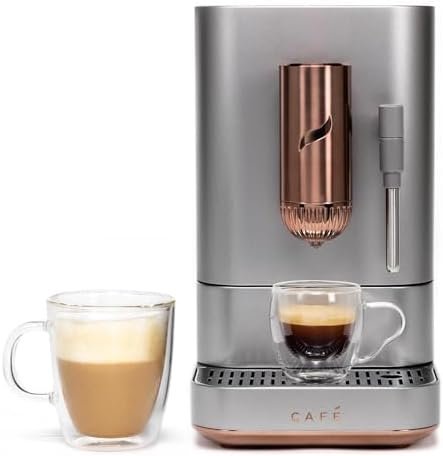 Café Affetto Automatic Espresso Machine + Milk Frother | Built-In & Adjustable Espresso Bean Grinder | One-Touch Brew in 90 Seconds | Steel Silver, 1.2 Liter, (C7CEBBS2RS3)-24919