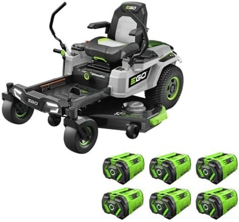 EGO Power+ Electric Riding Lawn Mower, 52″ Deck with Zero Turn Radius, Includes (6) 56V 12.0Ah Batteries and Charger  ZT5207L-39971