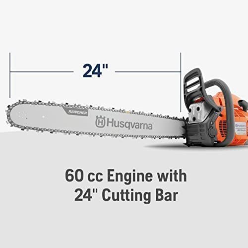 Husqvarna 460 Rancher Gas Powered Chainsaw, 60.3-cc 3.6-HP, 2-Cycle X-Torq Engine, 24 Inch Chainsaw with Automatic Adjustable Oil Pump, For Wood Cutting, Tree Trimming and Land Clearing-75724