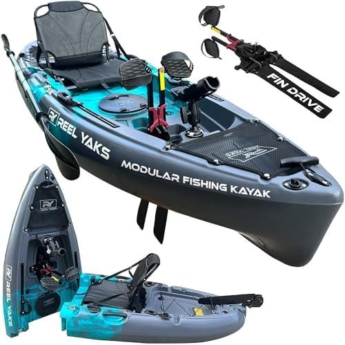 Reel Yaks Raptor Modular Fishing Kayak  9.5ft Lightweight Sit On Top Kayak for Adults & Youth  Stable & Portable, Ideal Space-Saving Design for Travel  380lbs Capacity-72182