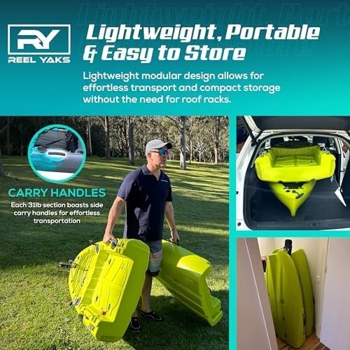 Reel Yaks Raptor Modular Fishing Kayak 9.5ft Lightweight Sit On Top Kayak for Adults & Youth Stable & Portable, Ideal Space-Saving Design for Travel 380lbs Capacity-72182 - Image 4