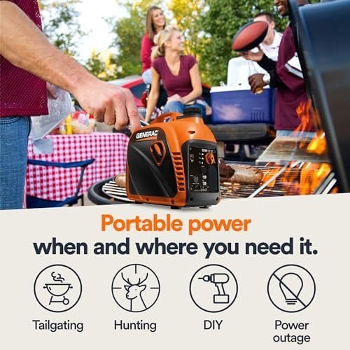 Generac 8251 GP2500i 2,500-Watt Gas Powered Portable Inverter Generator Compact and Lightweight Design Produces Clean, Stable Power COsense Technology CARB Compliant Orange/Black-97151 - Image 2