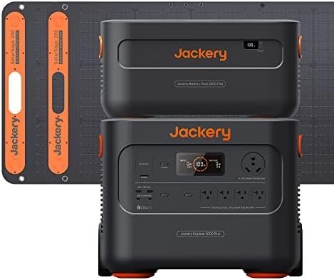 Jackery Solar Generator 4000 Kit, Explorer 2000 Plus and 1X PackPlus E2000 Plus Expandable Battery with 2X200W Solar Panel, 4085 Wh LiFePO4, 3000W Output for Outdoor RV Camping & Home Emergency-15484