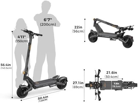 Ausom 2000W Dual Motor Folding Electric Scooter for Adults, Off Road Dual Motor E-Scooter with E-ABS and Dual Disc Brakes, 40Mph Top Speed, 56 Miles Max Range-65632 - Image 6