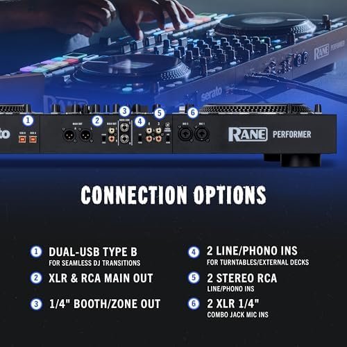 Rane PERFORMER 4-Channel Motorized DJ Controller, 7″ Platters with Displays, Precision Feel Faders, Stem Split, Advanced FX, Serato DJ Pro Included-35937 - Image 8