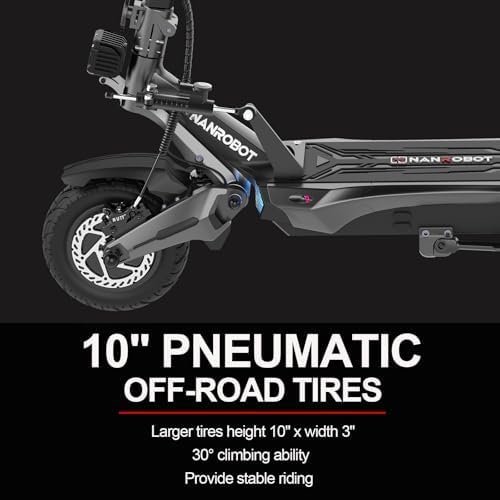 NANROBOT Electric Scooter Adults 50mph Dual Motor Electric Scooter with Suspension 80Miles Range Fast Sports Escooter Folding 10″ Off Road Tires 330LBS Max Load Complies with UL2272 Certification-65319 - Image 6
