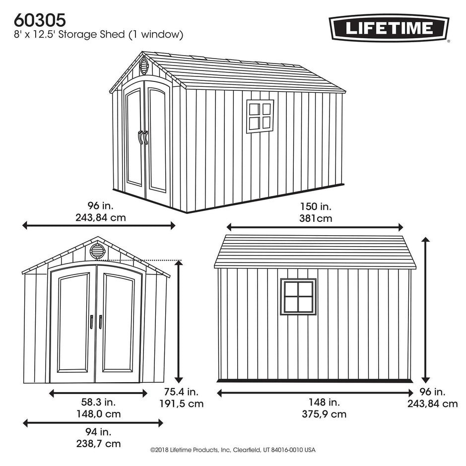 Lifetime 8 Ft. X 12.5 Ft. Outdoor Storage Shed 60305-85468 - Image 4